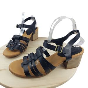 Kork Ease Sandal Women's Size 11 Black Leather Heeled Strappy Slingback Comfort